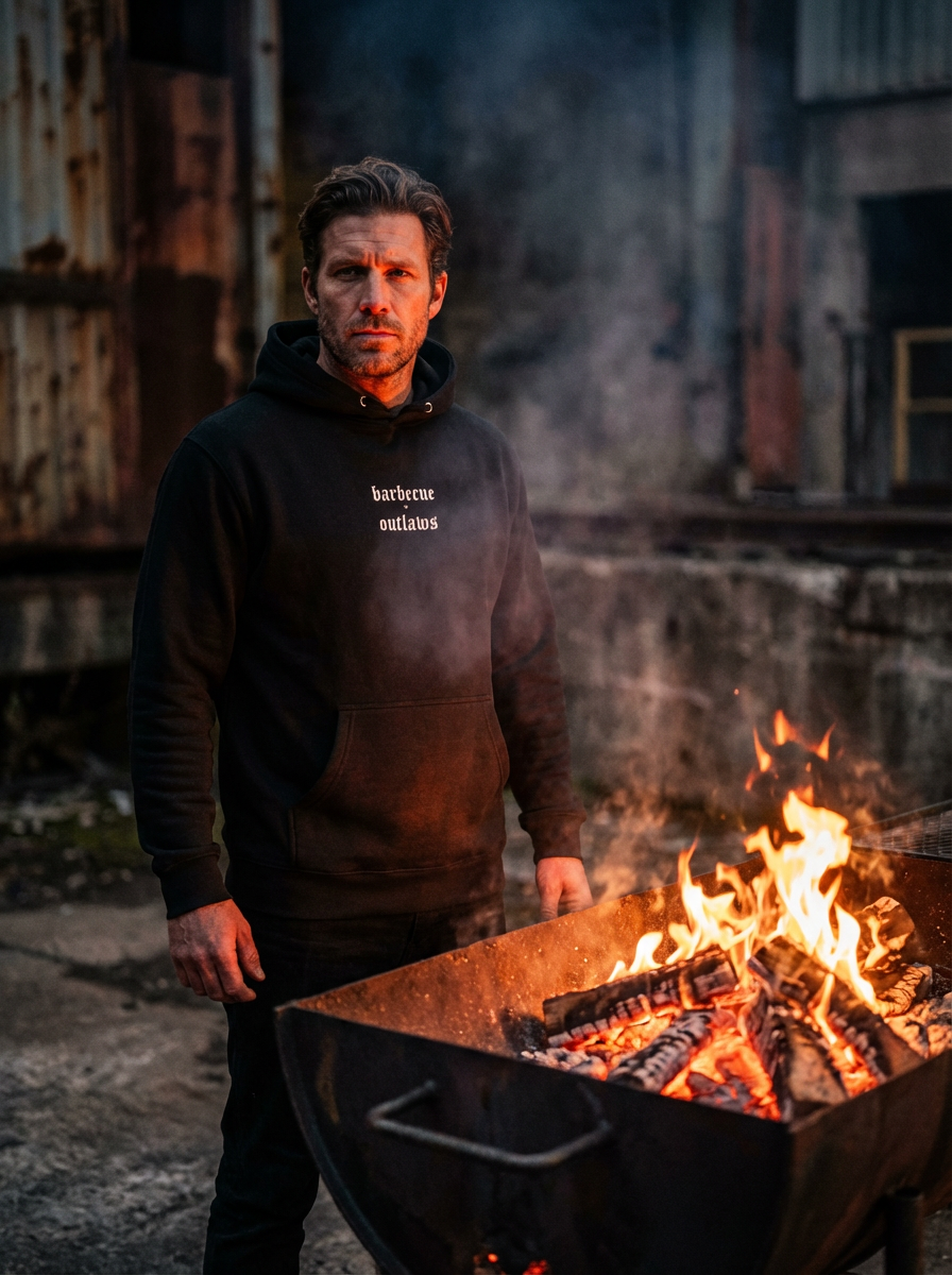 barbecue outlaws hoodie I black